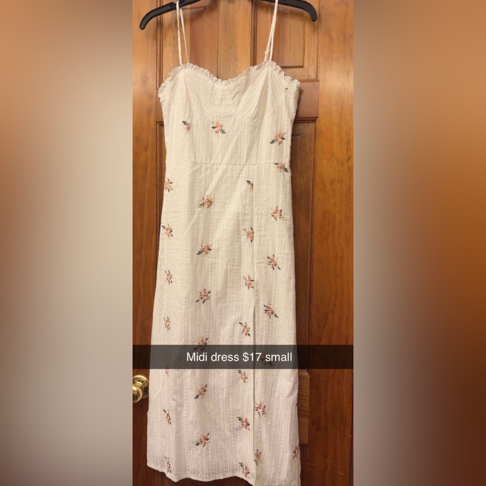 T.J.Maxx White Floral Midi Dress